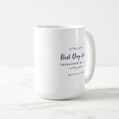 Best Day Ever Navy Blue Elegant Wedding Newlywed コーヒーマグカップ (正面右)