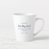 Best Day Ever Navy Blue Elegant Wedding Reception カフェラテマグ (右)