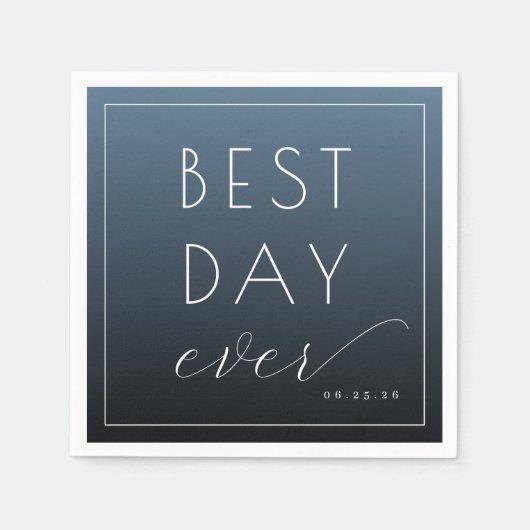 Best Day Ever Optimistic Blue Typographic スタンダードカクテルナプキン (正面)
