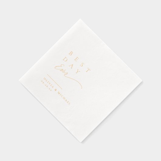 Best Day Ever Simply Typography Modern Wedding 箔ナプキン (右)