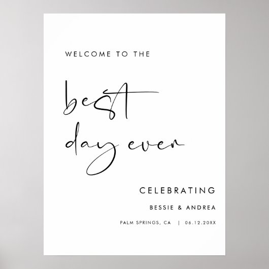 Best Day Ever Wedding Welcome Sign Poster ポスター (正面)