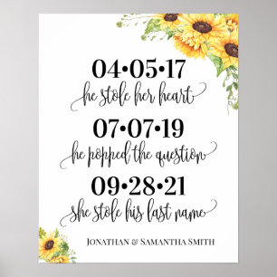 Best day sign wedding date yes day sunflowers ポスター