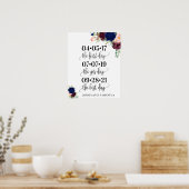 Best day wedding date yes day navy burgundy sign ポスター (キッチン)