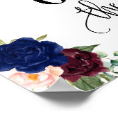 Best day wedding date yes day navy burgundy sign ポスター (角)