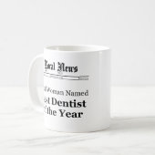 Best Dentist of The Year Newspaper Mug - Women コーヒーマグカップ (正面左)