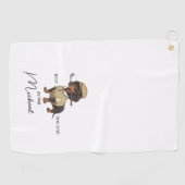 Best Dog By Par Dachshund Name Text Golf Towel ゴルフタオル (横)