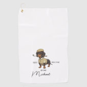 Best Dog By Par Dachshund Name Text Golf Towel ゴルフタオル (正面)