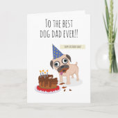 Best dog dad ever, cake, funny pug in hat,  humor カード (正面)