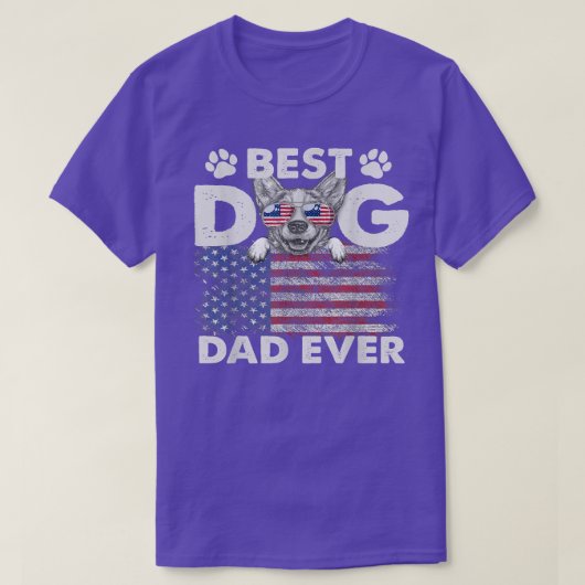 Best Dog Dad Ever Corgi Lovers USA Patriotic Flag  Tシャツ (デザイン正面)