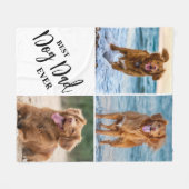 Best Dog Dad Ever Dog Lover Photo Collage Pet フリースブランケット (正面(横))
