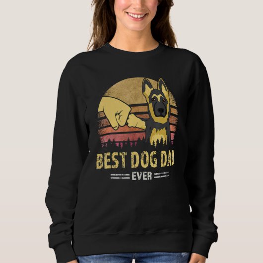Best Dog Dad Ever German Shepherd Retro Puppy  Des スウェットシャツ (正面)