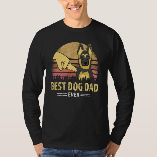 Best Dog Dad Ever German Shepherd Retro Puppy  Des Tシャツ (正面)