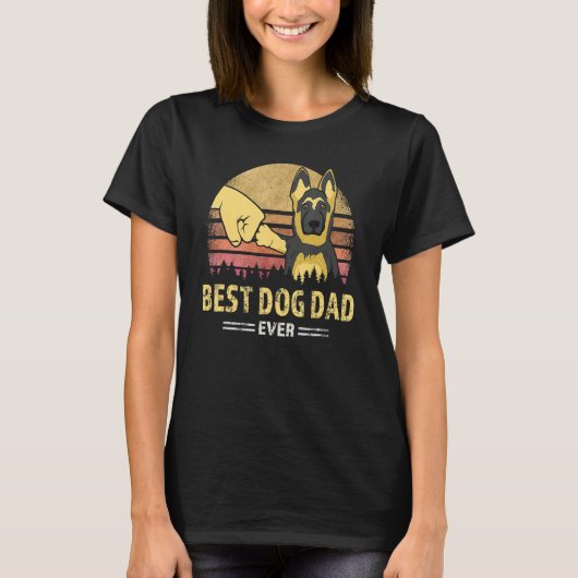Best Dog Dad Ever German Shepherd Retro Puppy  Des Tシャツ (正面)