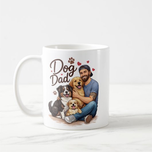 Best Dog Dad Ever Mug – Funny Gift for Proud Dog F コーヒーマグカップ (左)