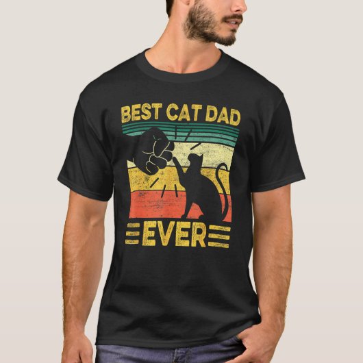 Best Dog Dad Ever Retro Dog Daddy Paw Fist Bump Fa Tシャツ (正面)