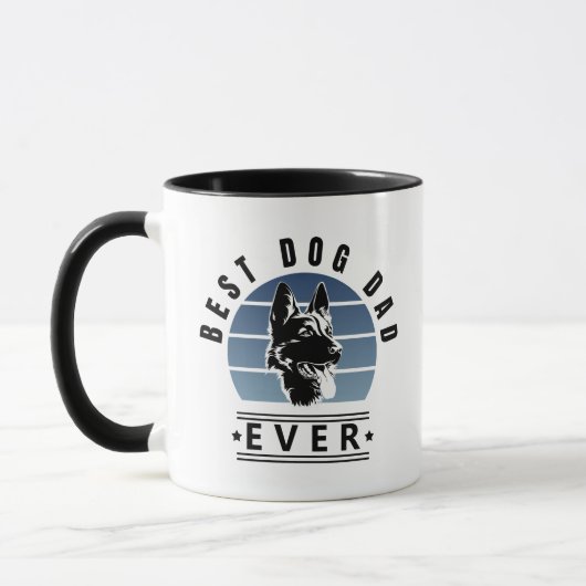 Best Dog Dad Ever Retro Sunset マグカップ (左)