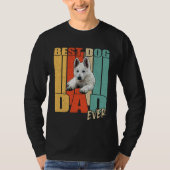 Best Dog Dad Ever Retro White German Shepherd Fath Tシャツ (正面)