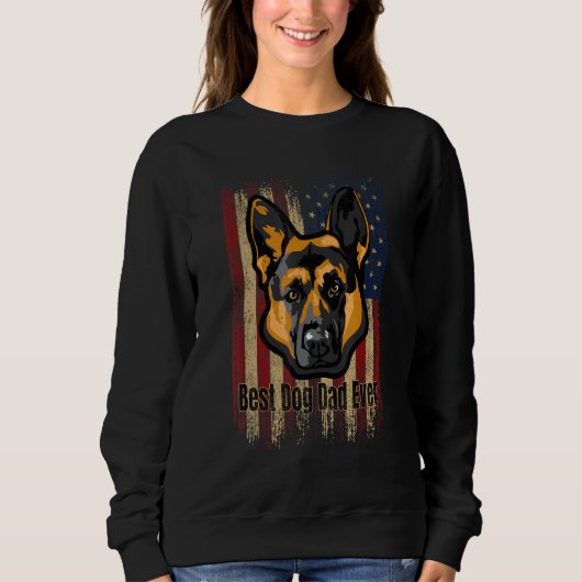 Best Dog Dad Ever US Flag, German shepherd America スウェットシャツ (正面)