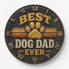 Best Dog Dad Ever Vintage Paw Print ペーパープレート