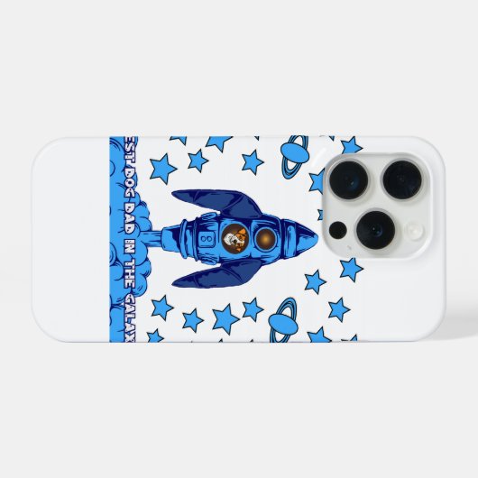 Best Dog Dad In The Galaxy Space Rocket Funny Gift iPhoneケース (裏面横)