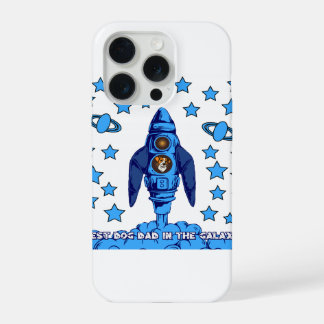 Best Dog Dad In The Galaxy Space Rocket Funny Gift iPhone 15 Proケース