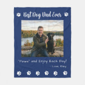 Best Dog Dad Paws Blue Pet Photo フリースブランケット (正面)