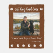 Best Dog Dad Paws Brown Pet Photo フリースブランケット (正面)