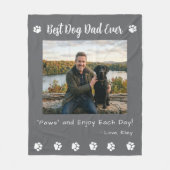 Best Dog Dad Paws Gray Pet Photo フリースブランケット (正面)