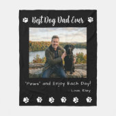 Best Dog Dad Paws Pet Black Photo フリースブランケット (正面)