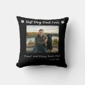 Best Dog Dad Paws Pet Photo Black クッション (正面)