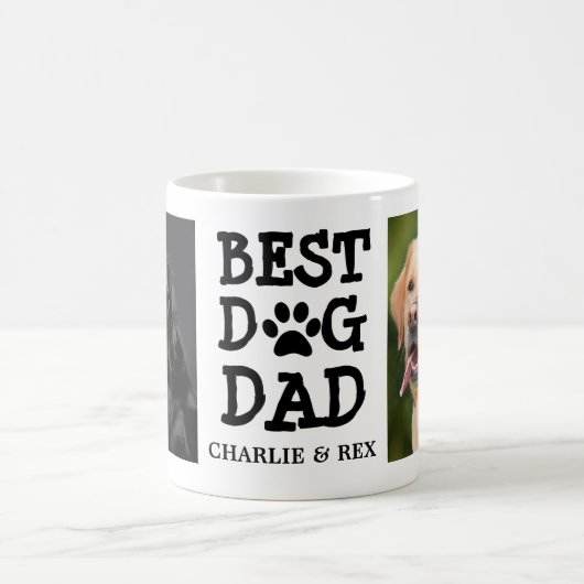 Best Dog Dad / Two Photo & Text Custom Coffee Mug コーヒーマグカップ (中央)