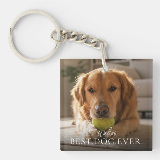 Best Dog Ever Pet Photo Keepsake キーホルダー (正面)