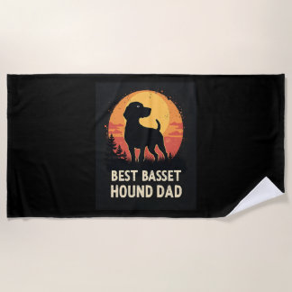 Best Dog Father Dad - Vintage Basset Hound T-Shirt ビーチタオル