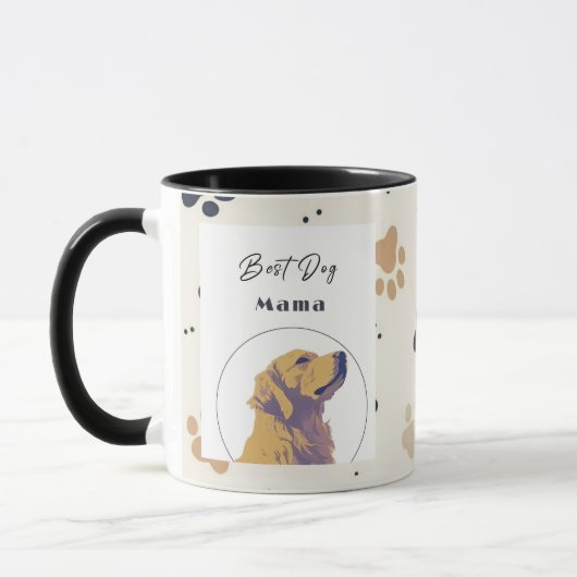 Best Dog Mama Mug – Cute Yellow Dog Illustration | マグカップ (左)