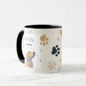 Best Dog Mama Mug – Cute Yellow Dog Illustration | マグカップ (正面左)