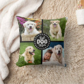 Best Dog Mom Custom 4 Photo Paws Bold Black White クッション (ブランケット)