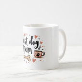 Best Dog Mom Ever – 11 oz Mug with Dog Bone コーヒーマグカップ (正面右)