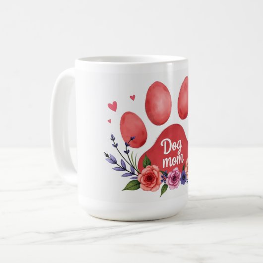 Best Dog Mom Ever – 15 oz Floral Mug コーヒーマグカップ (正面左)