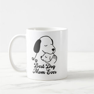 Best Dog Mom Ever Cute Puppy Design コーヒーマグカップ