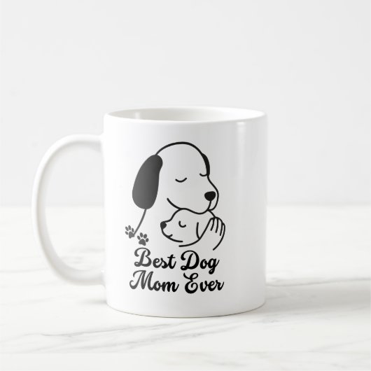 Best Dog Mom Ever Cute Puppy Design コーヒーマグカップ (左)