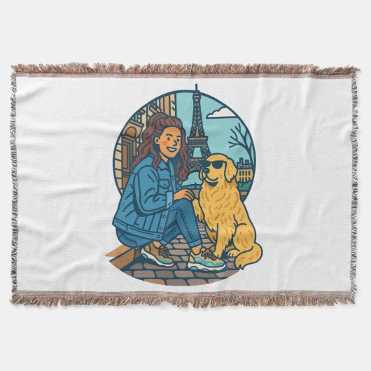 Best Dog Mom Ever in Paris スローブランケット (正面)