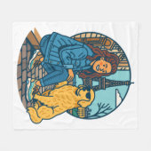 Best Dog Mom Ever in Paris フリースブランケット (正面(横))