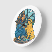 Best Dog Mom Ever in Paris ラウンド壁時計 (傾斜)