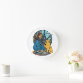 Best Dog Mom Ever in Paris ラウンド壁時計 (ホーム)