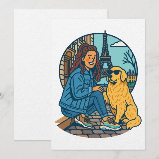 Best Dog Mom Ever in Paris 招待状 (正面/裏面)