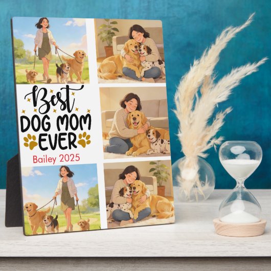 Best Dog Mom Ever Personalized Photo | Cute Dog フォトプラーク (側面)