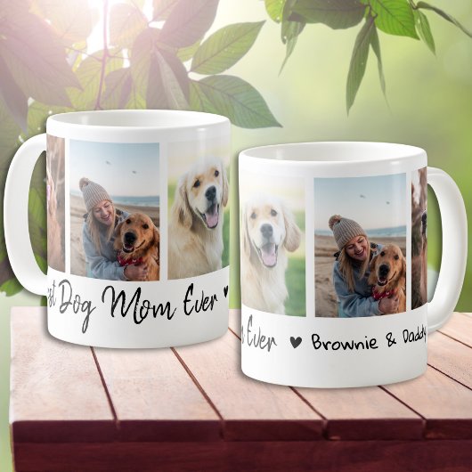 Best Dog Mom Ever Pet 5 Photo Collage White コーヒーマグカップ