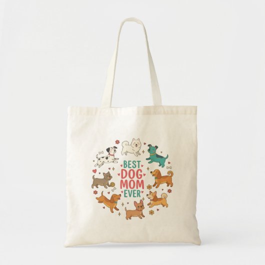 Best Dog Mom Ever Petful-Mom Tote トートバッグ (正面)