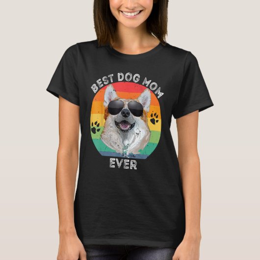 Best Dog Mom Ever Rainbow Corgi Sunglasses Mother Tシャツ (正面)