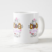 Best Dog Mom Ever Shirt – Leopard Print dog Mom  ジャンボコーヒーマグカップ (正面右)